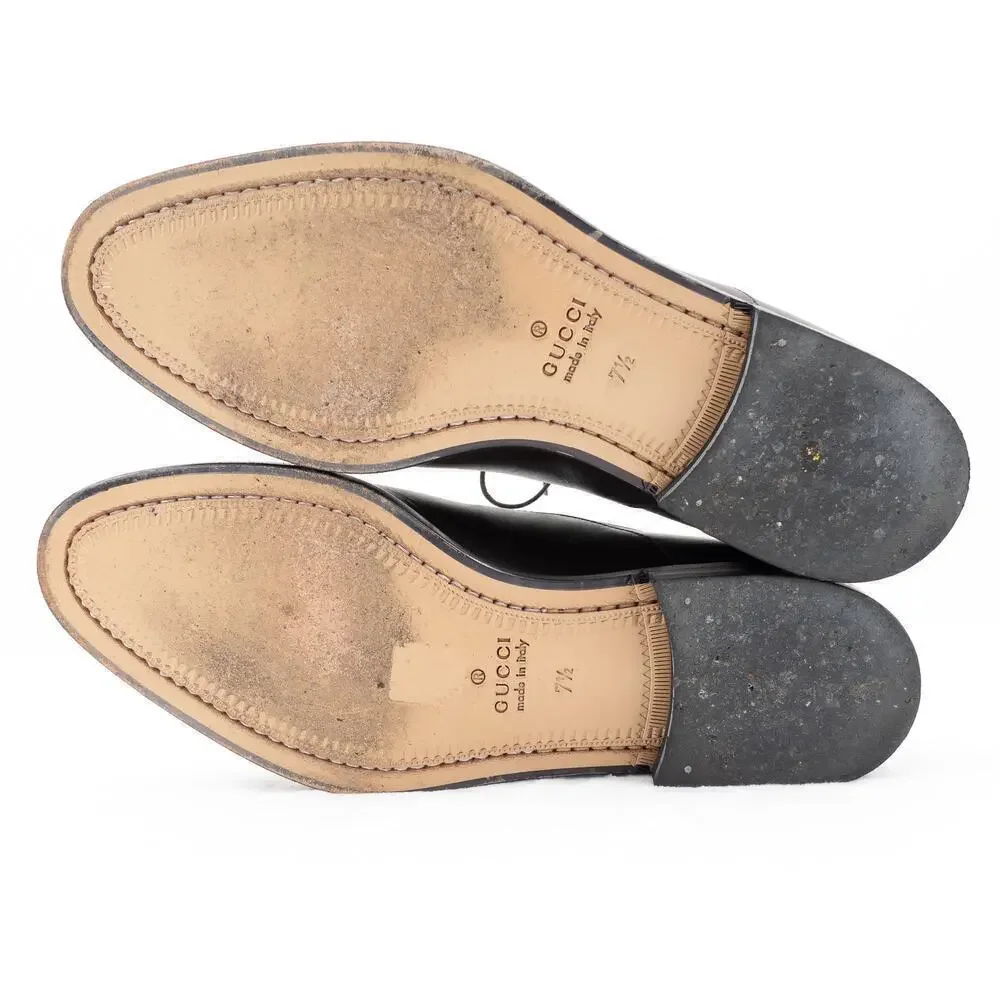 GUCCI Leather Lace-Up Shoes Men's 7.5 Brown